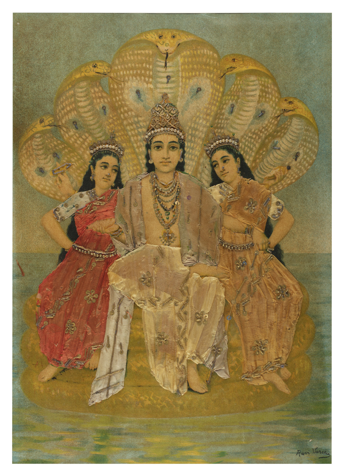 Ravi Varma Embellished Oleographs (1848-1906) - UNTITLED (Figures) (c 1930; c 1950)