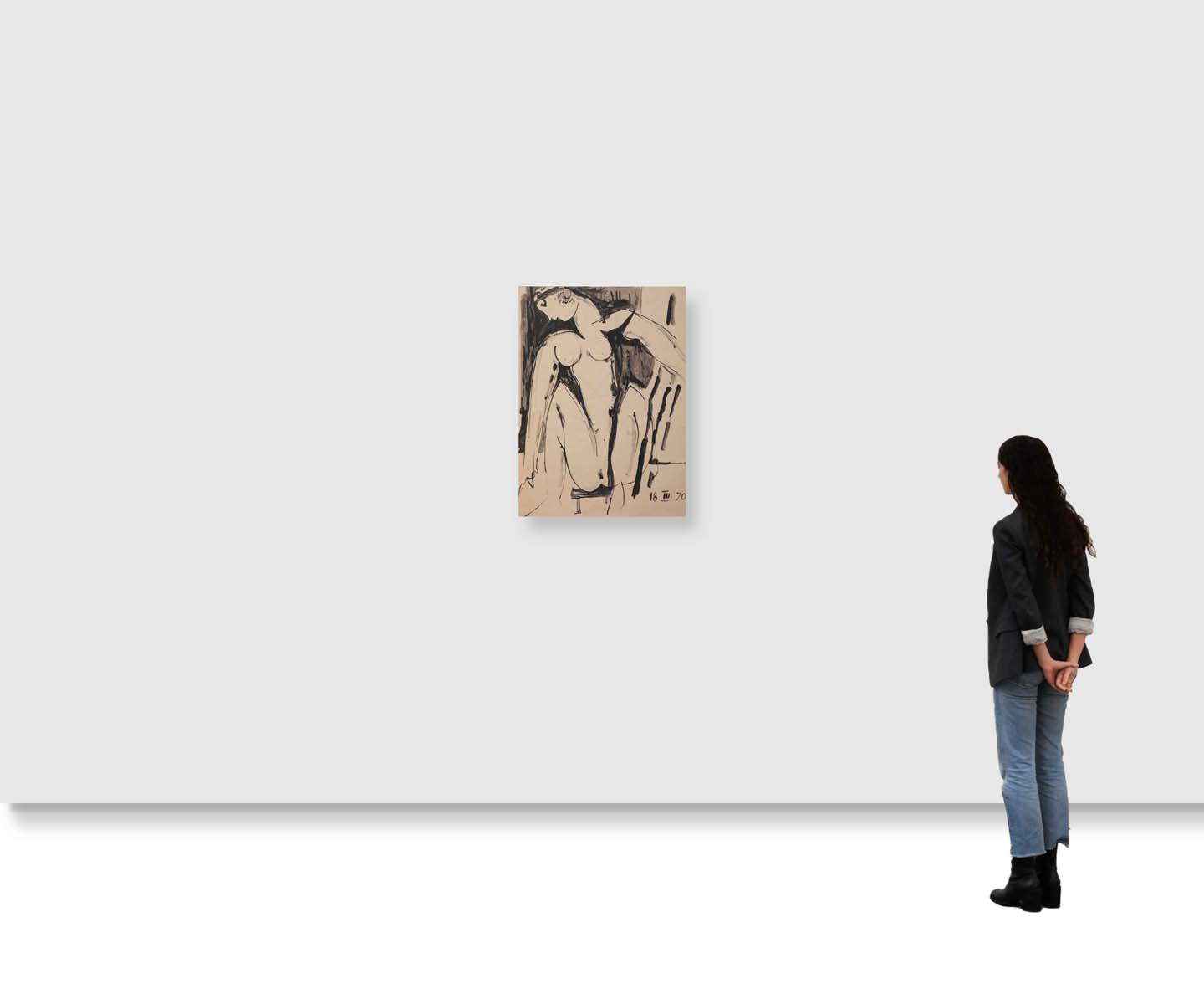 Chittaprosad Bhattacharya (1915 -1978) - UNTITLED (Nude Study (double sided)) (1970)