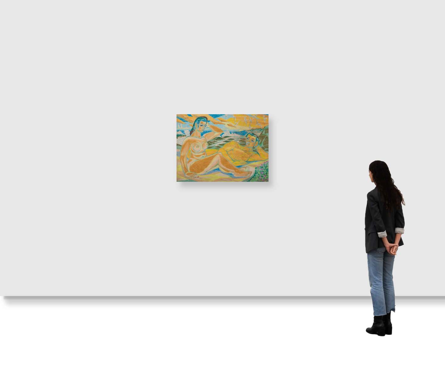 Chittaprosad Bhattacharya (1915 - 1978) - UNTITLED (Lovers) (1970)