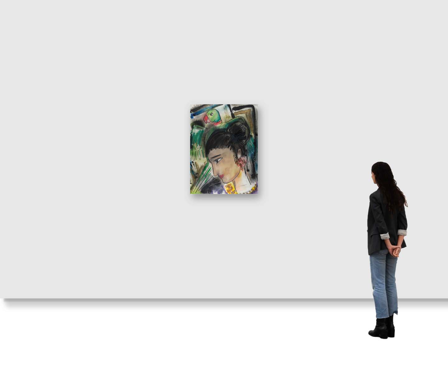 Senaka Senanayake (b. 1951) - UNTITLED (Lady with Parrot) (2000)