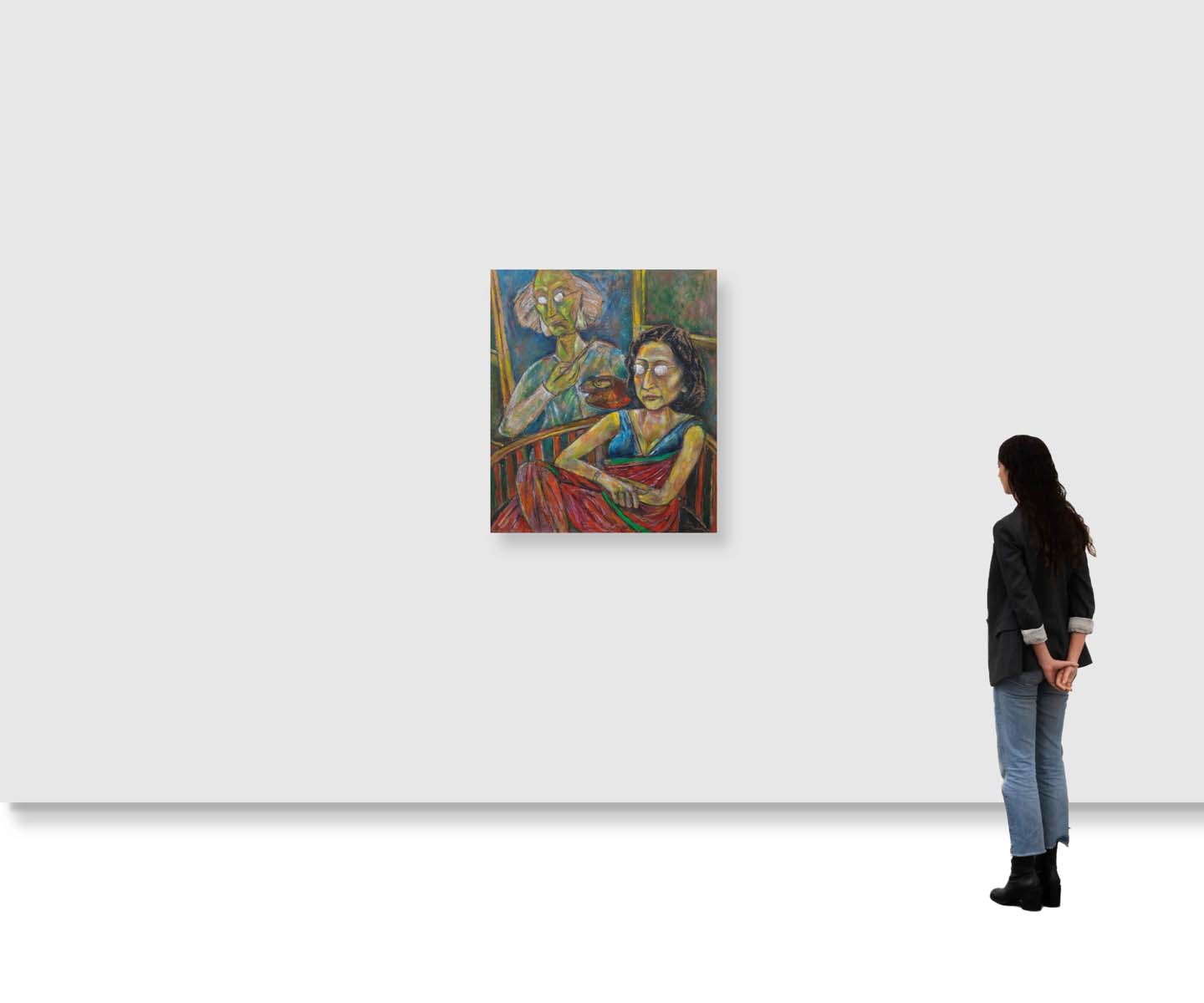 Paritosh Sen (1918 - 2008) - SELF PORTRAIT WITH WIFE (Date indistinct)