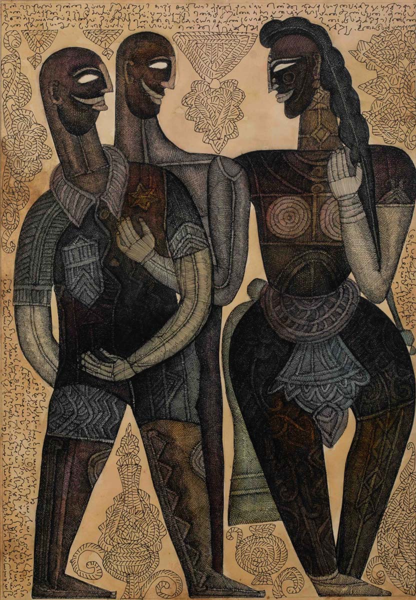 Sundar Raju (b. 1951) - UNTITLED ; UNTITLED (Three Figures ; Three Faces) (1995)