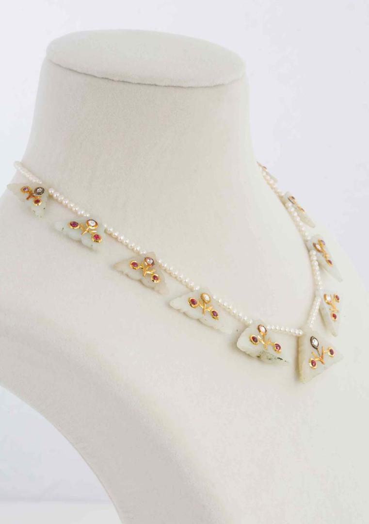 Uncut Gem-Set Jade Necklace