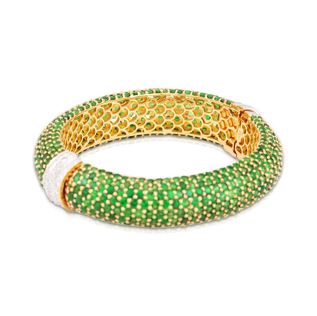 A Tsavorite and diamond bangle