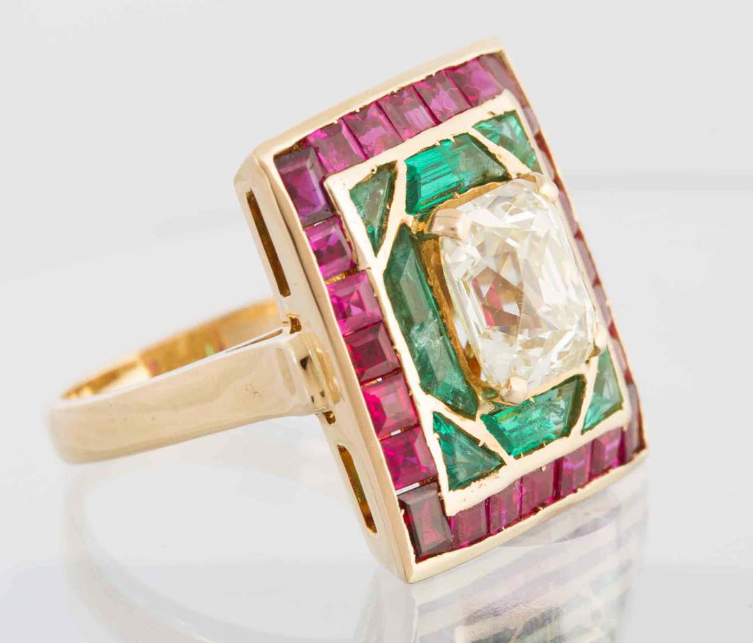 Diamond, Ruby and Emerald Ring