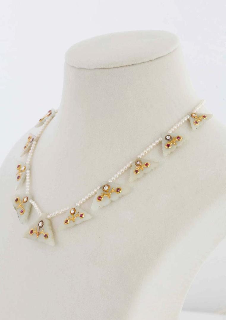 Uncut Gem-Set Jade Necklace