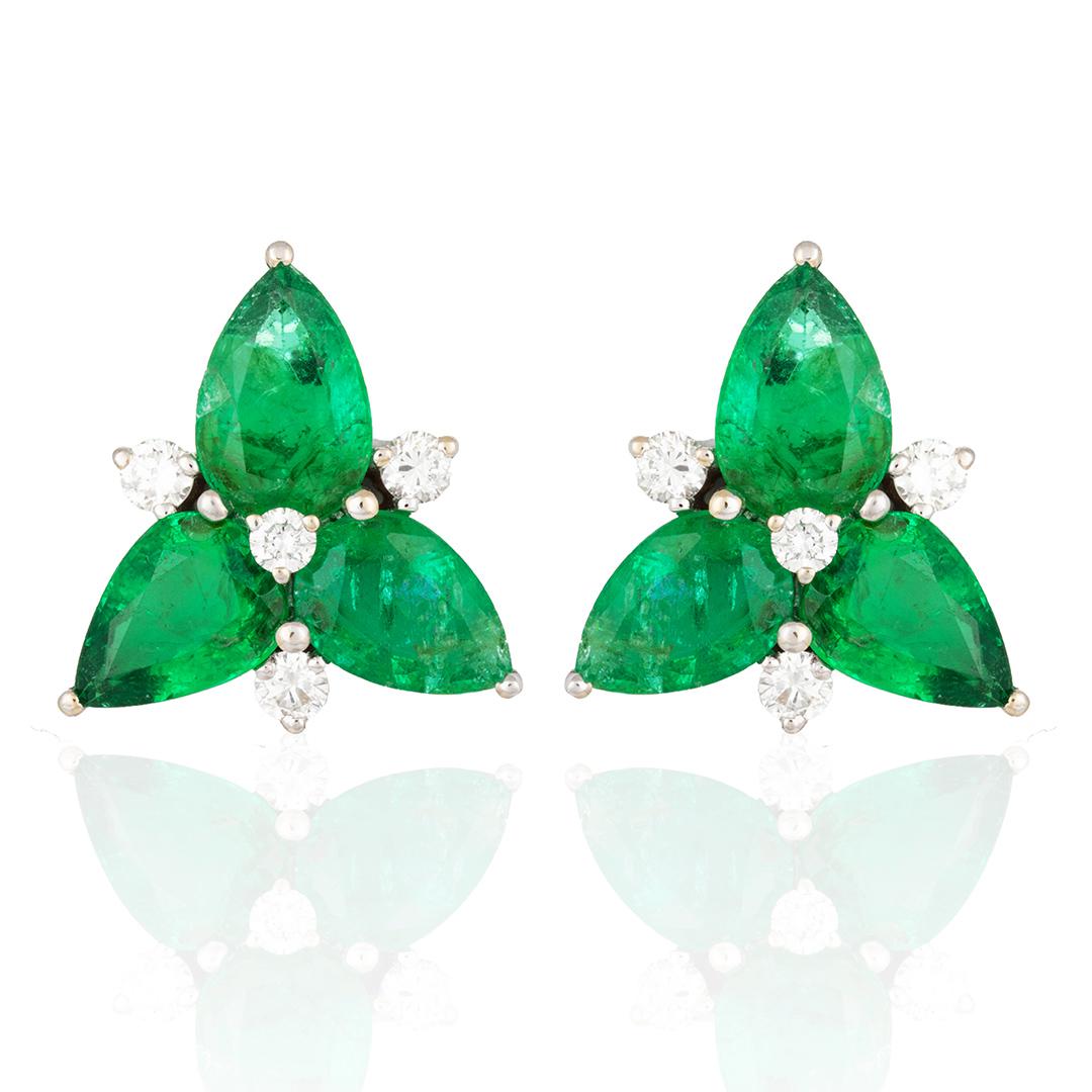 A pair of emerald cluster ear clips