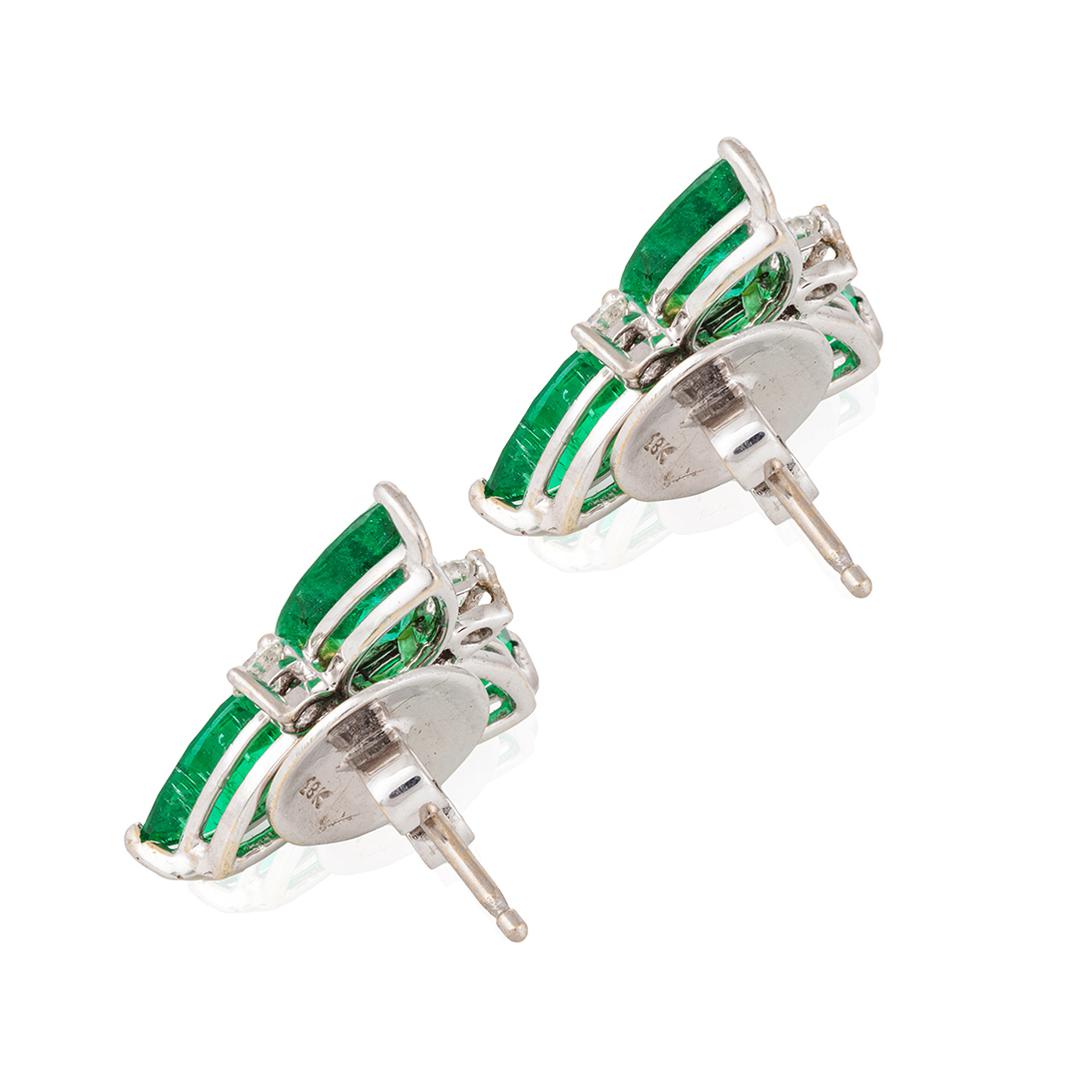 A pair of emerald cluster ear clips