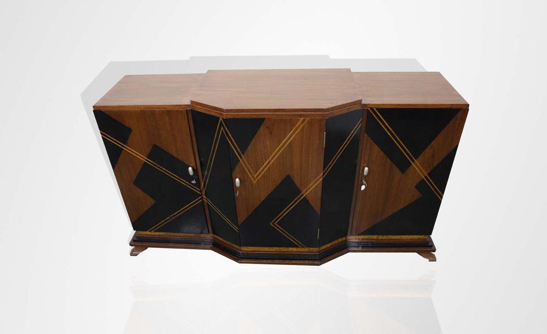 Teak cabinet with satinwood and ebony inlay