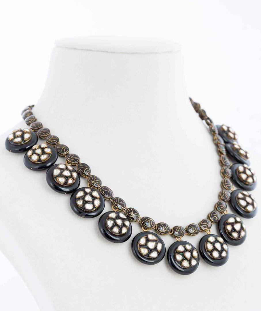 Contemporary Jadau Uncut Diamond And Enamel Necklace