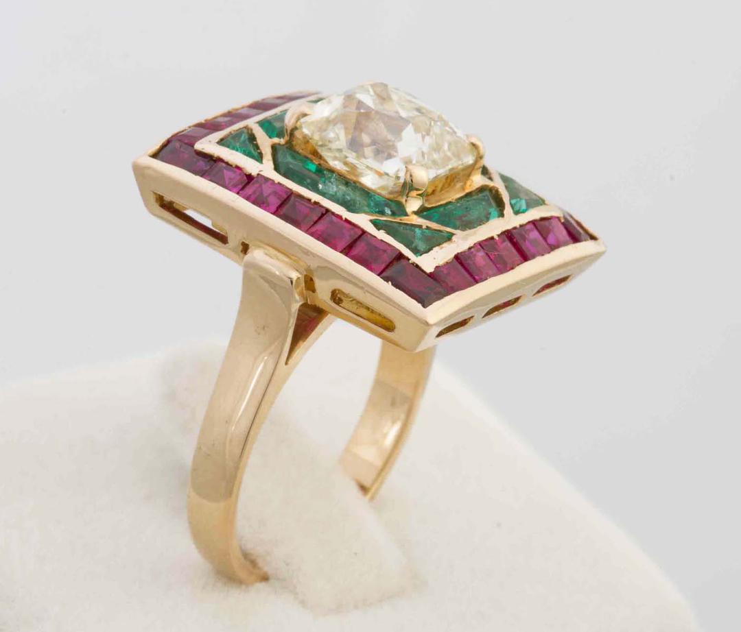 Diamond, Ruby and Emerald Ring