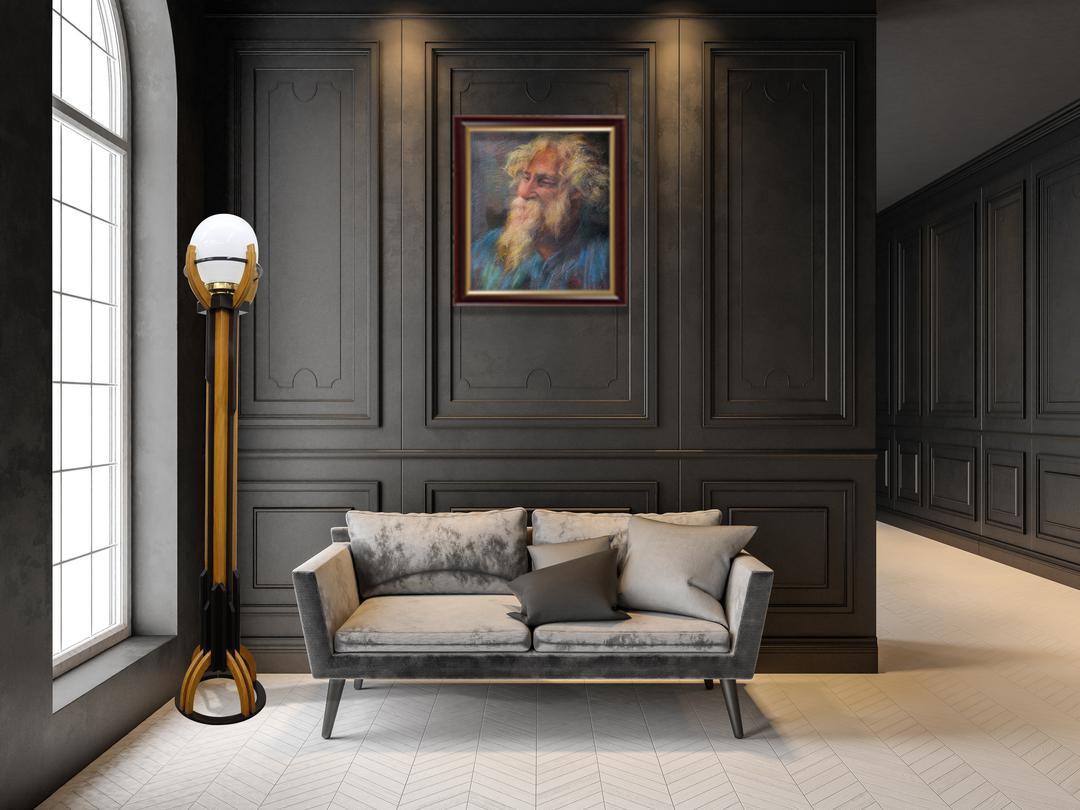 Satinwood art deco lamp with shade