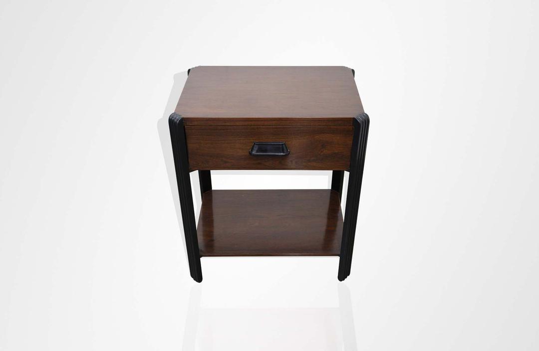 Teakwood side table with ebonite detail