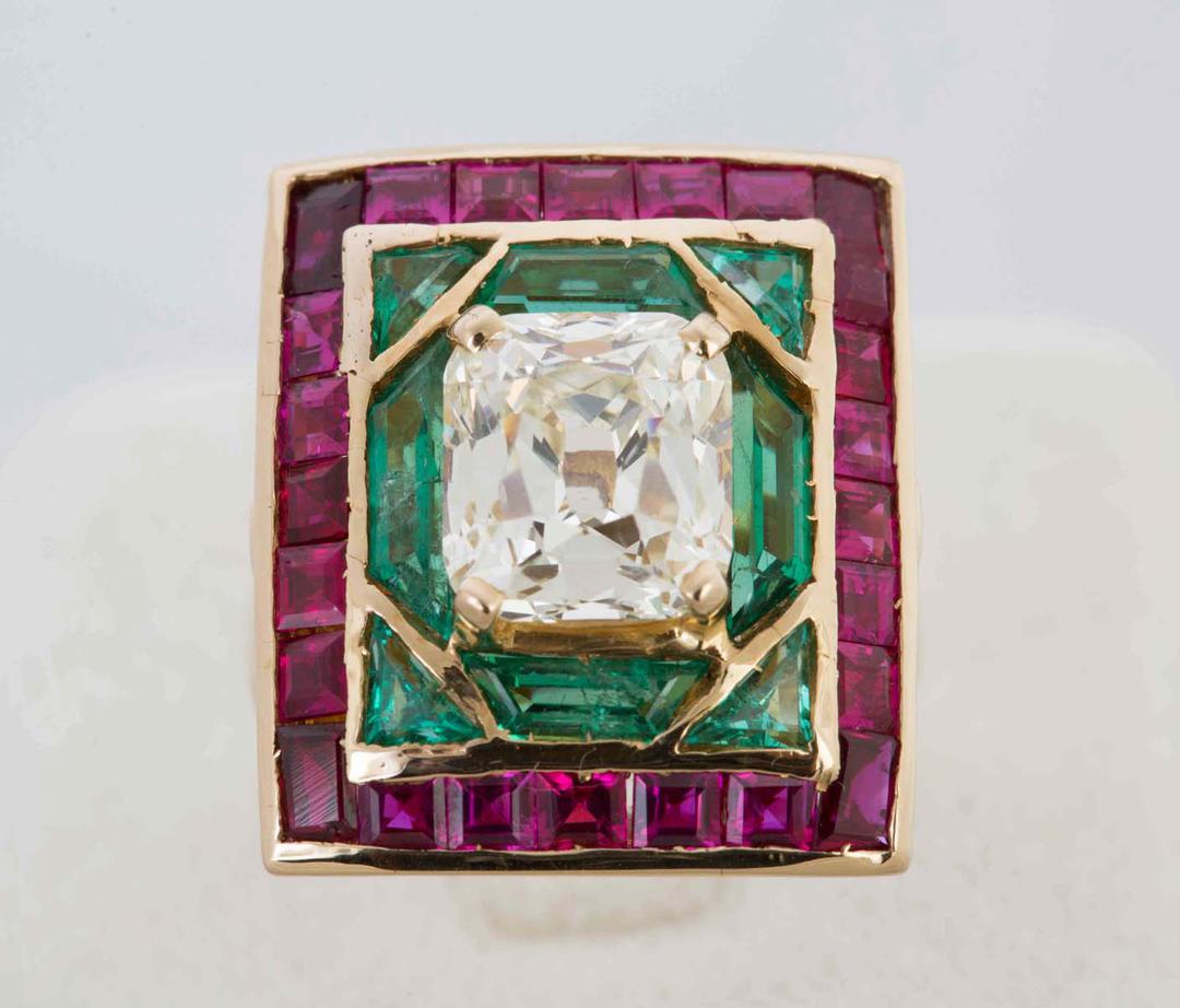 Diamond, Ruby and Emerald Ring