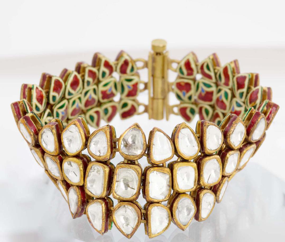 Estate Diamond And Enamel Jadau Bracelet