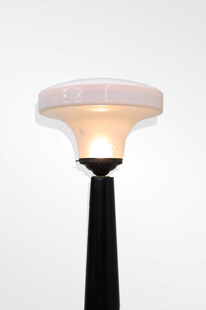 Rosewood lamp with milky white shade