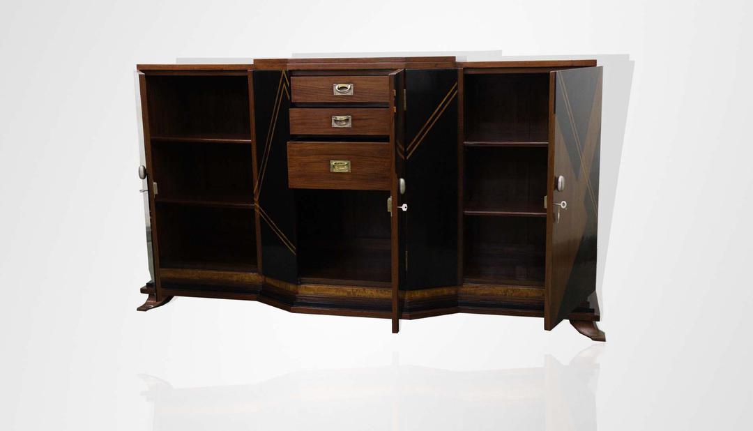 Teak cabinet with satinwood and ebony inlay