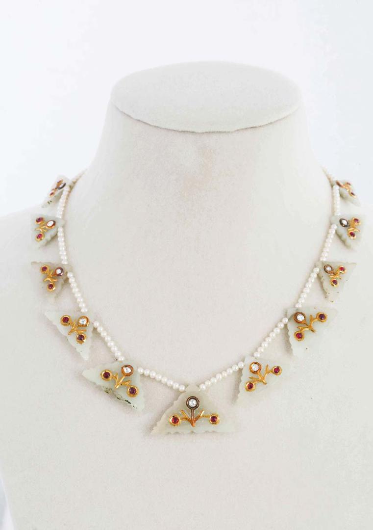 Uncut Gem-Set Jade Necklace