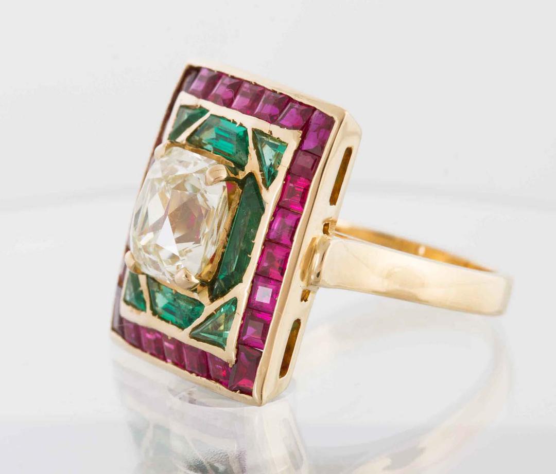 Diamond, Ruby and Emerald Ring