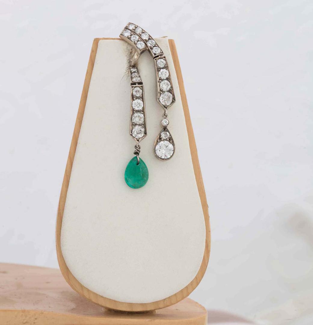 Diamond and Emerald Necklace and Earrings