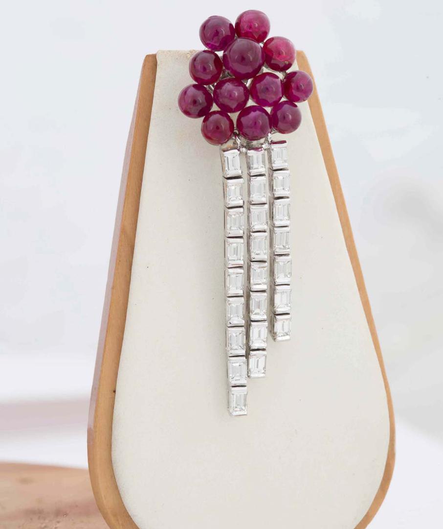 Ruby And Diamond Necklace And Earrings