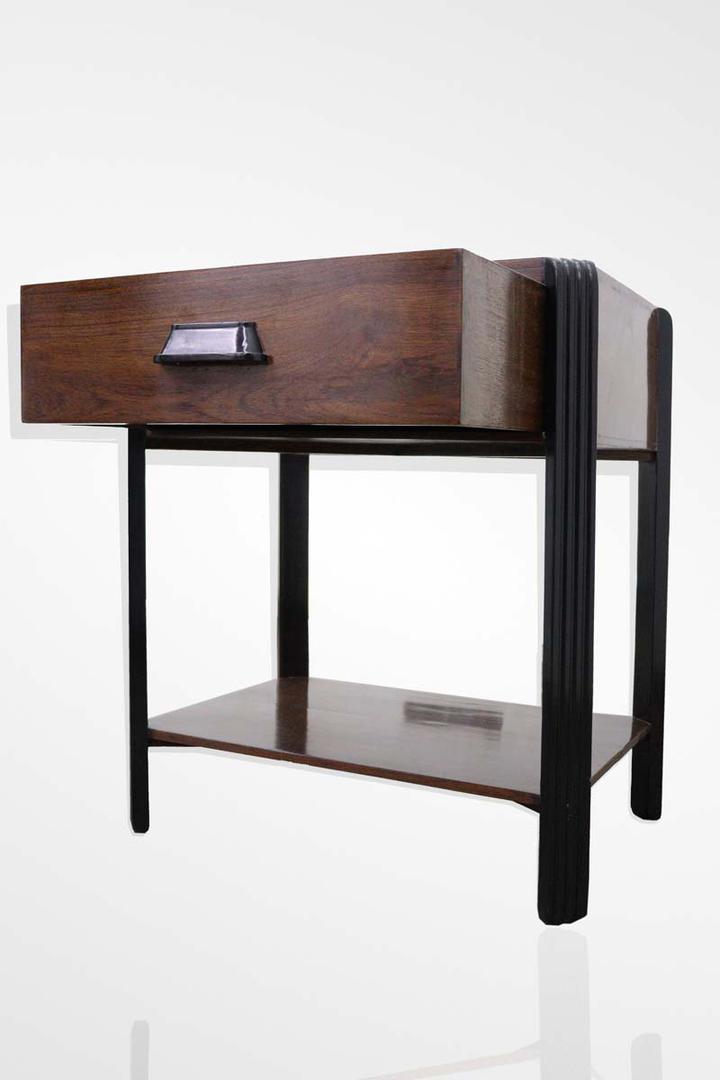 Teakwood side table with ebonite detail