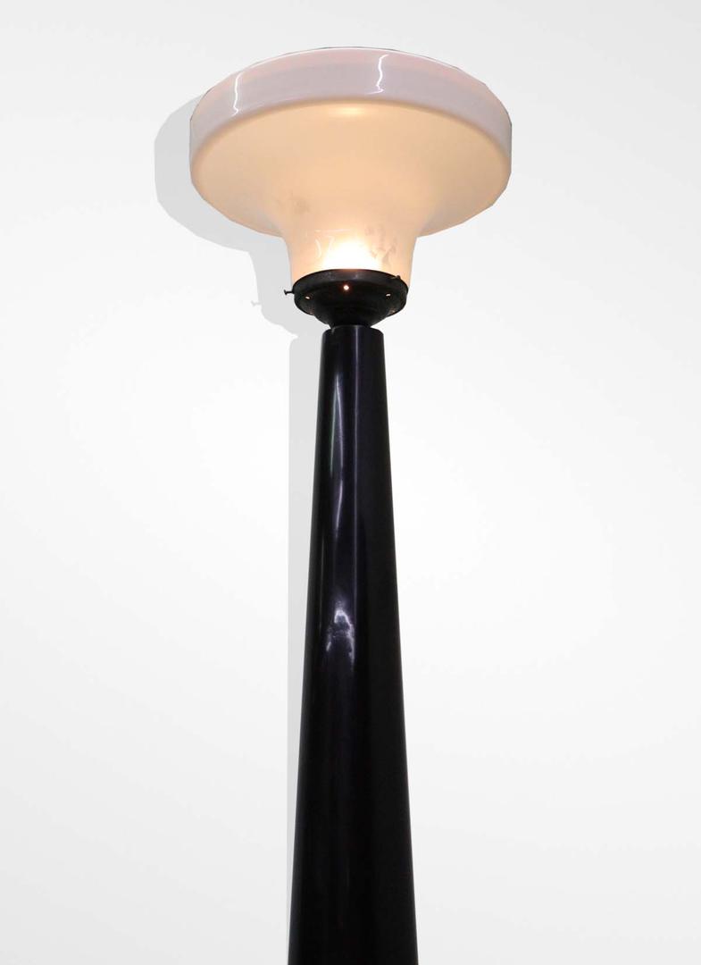 Rosewood lamp with milky white shade