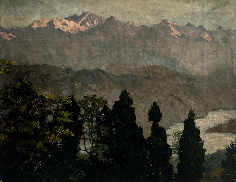 Morning scene of the Himalayas, oil on canvas, 1940