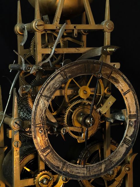 Brass Skeleton Clock James McGregor Mangaldas Estate