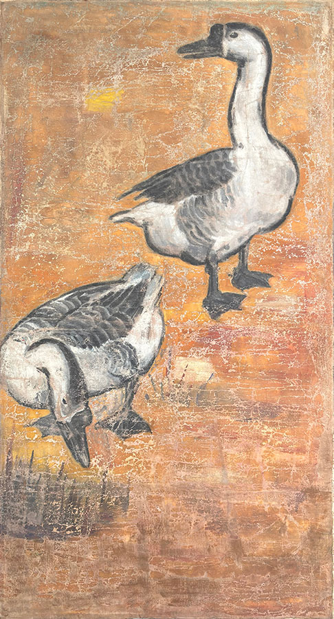 Two_Geese_On_Tempera