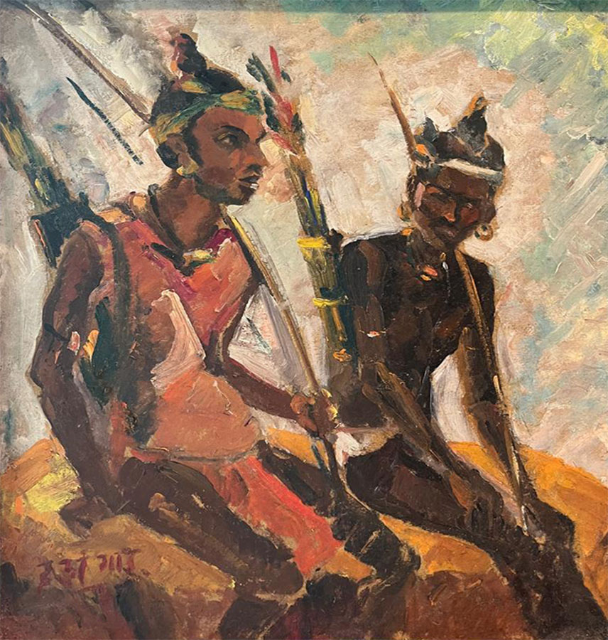 H. A. Gade, Men from the forest, Oil on Canvas