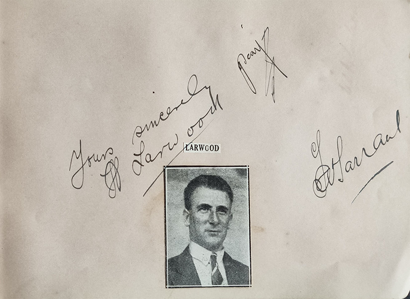 Harold Larwood England Cricket Team Mangaldas Autograph Book 1930s