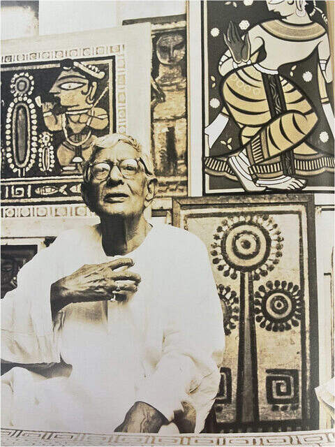 Jamini Roy with Paintings 