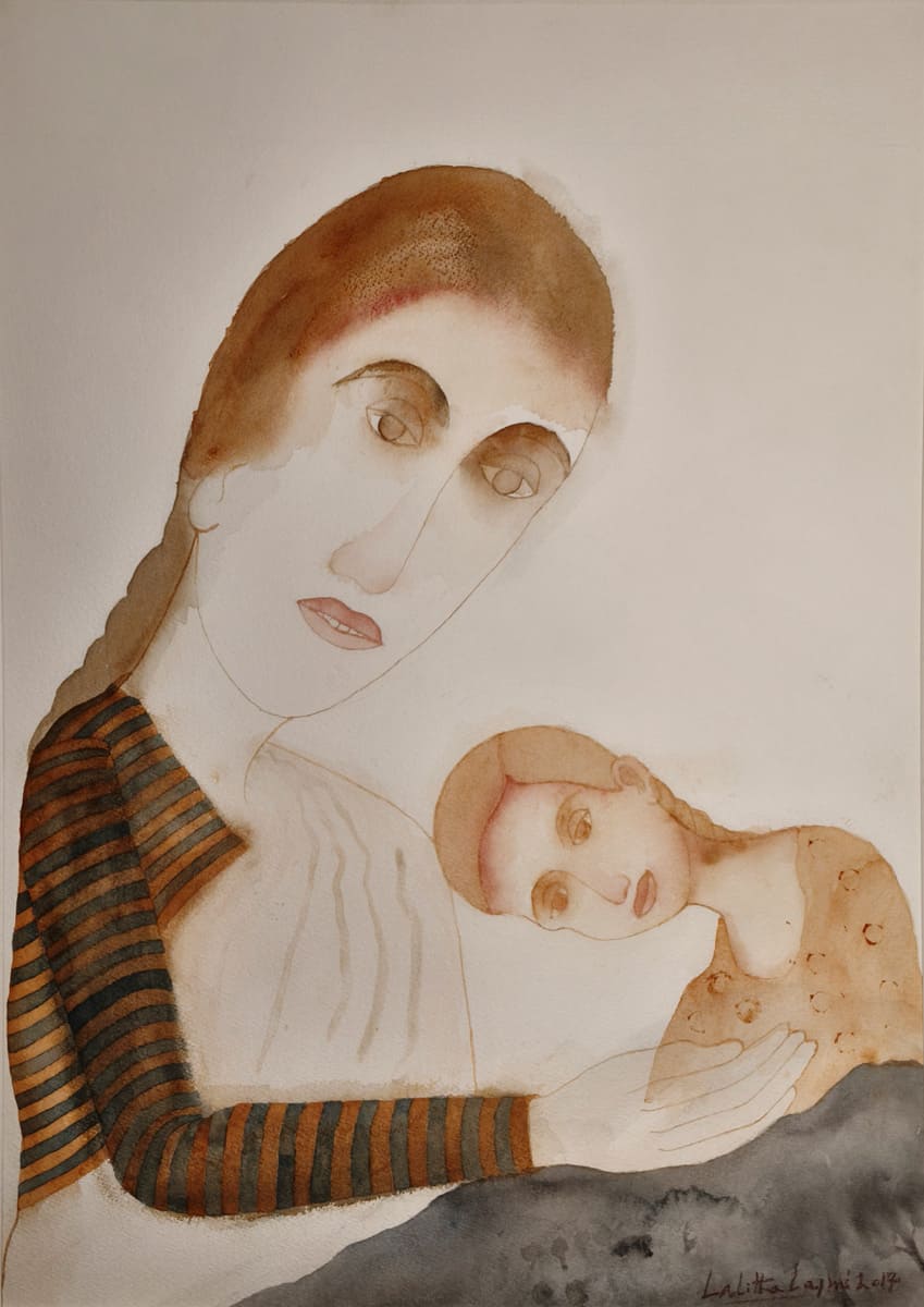 Lalitha Lajmi Mother Child 2017 Watercolour