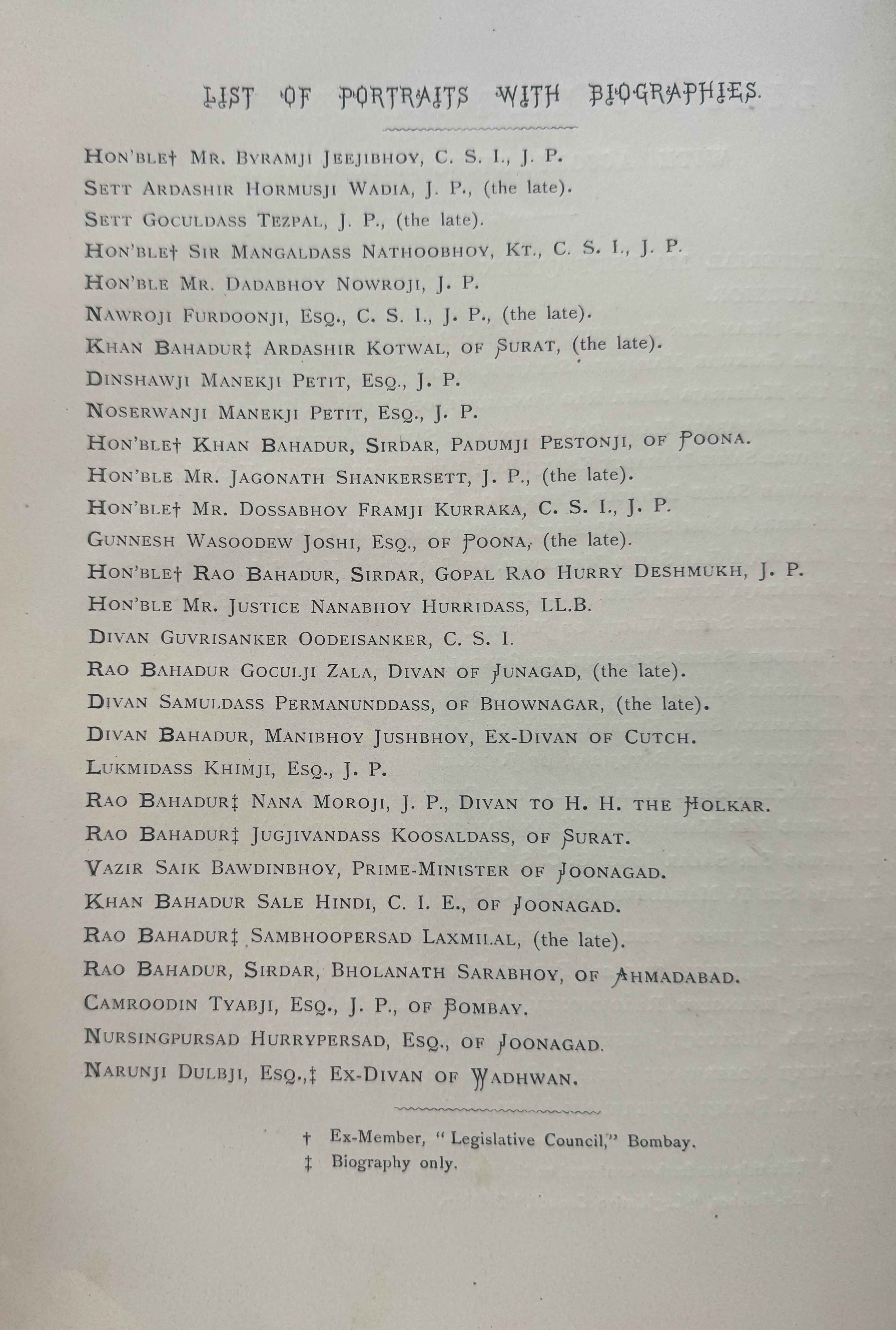 Mangaldas Nathubhai Portrait Gallery Index