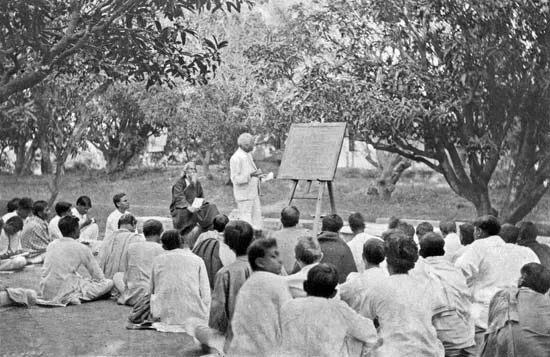 Open-air classroom at Santiniketan with Rabindranath Tagore